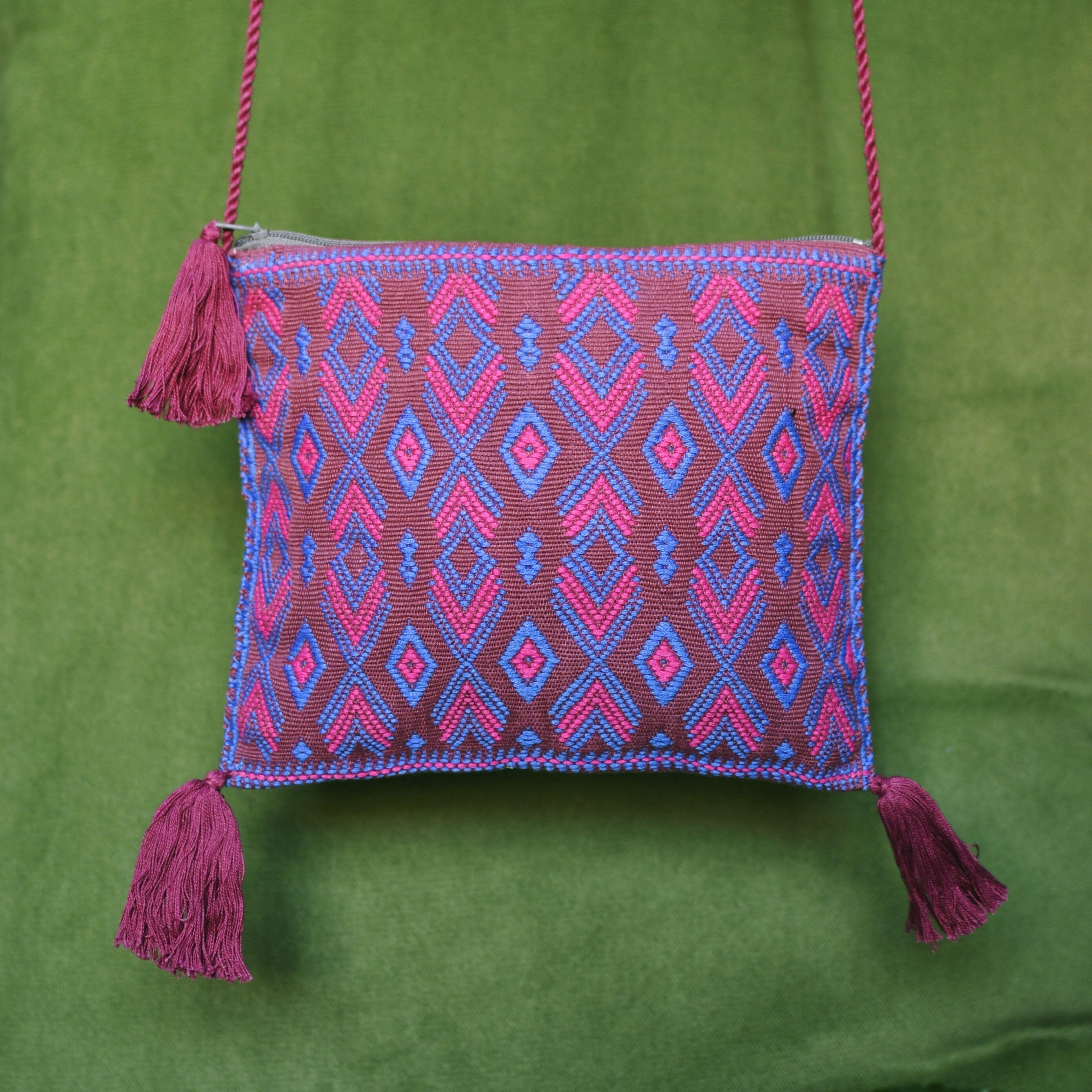 Paris Textile Bag purple pink handmade mexican accessories chiapas mexico native american statement piece Mother Sierra 