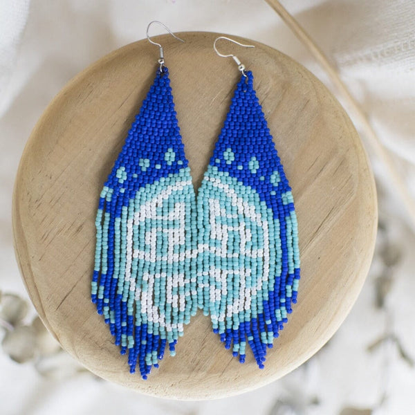 Red and White Tassel Earrings